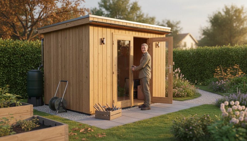 Gartenhausideen_ Hier ein tolles Gartenhaus aus Holz Gartenhausideen