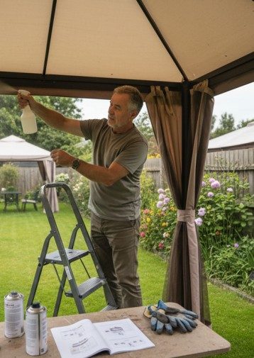 Mit Spray die Imprägnierung des Pavillons erneuern Pavillon Imprägnierung erneuern